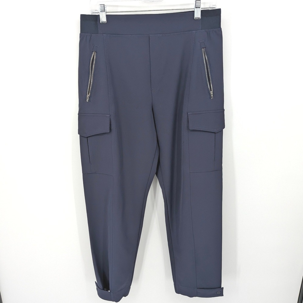 Athleta Cargo Pants Women Petite 10P Navy Blue Stretch Utility Athleisure Active